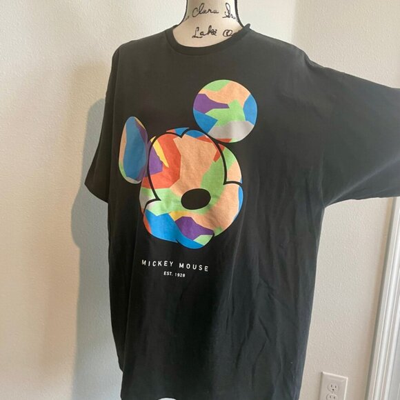 NEFF DISNEY BLACK T-SHIRT COLORFUL MICKEY MOUSE HEAD SIZE XXL KAWAII EMO - Picture 5 of 16